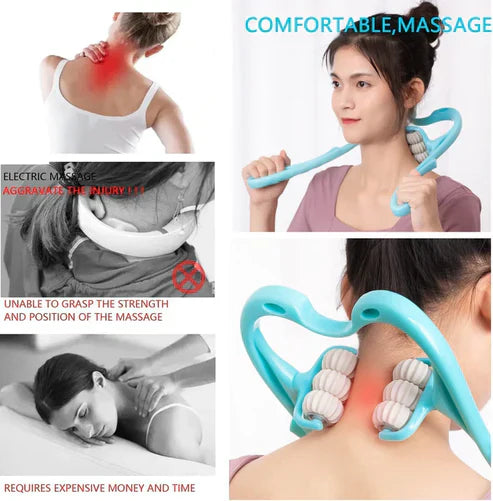 PureRelief 6-Wheel Neck Massager Instant Pain Relief for Neck Back & Shoulders (Imported from Japan)